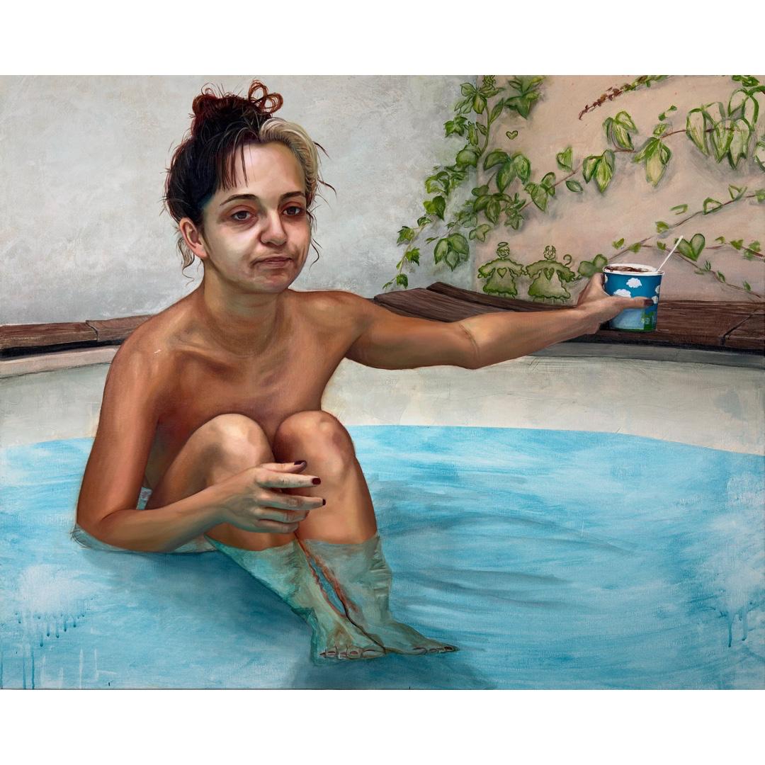Barriga llena, corazón contento, o no. (También se puede titular: Quién tiene un amigo tiene un tesoro) - exposicion-actual-lucia-molins-obra-disponible
